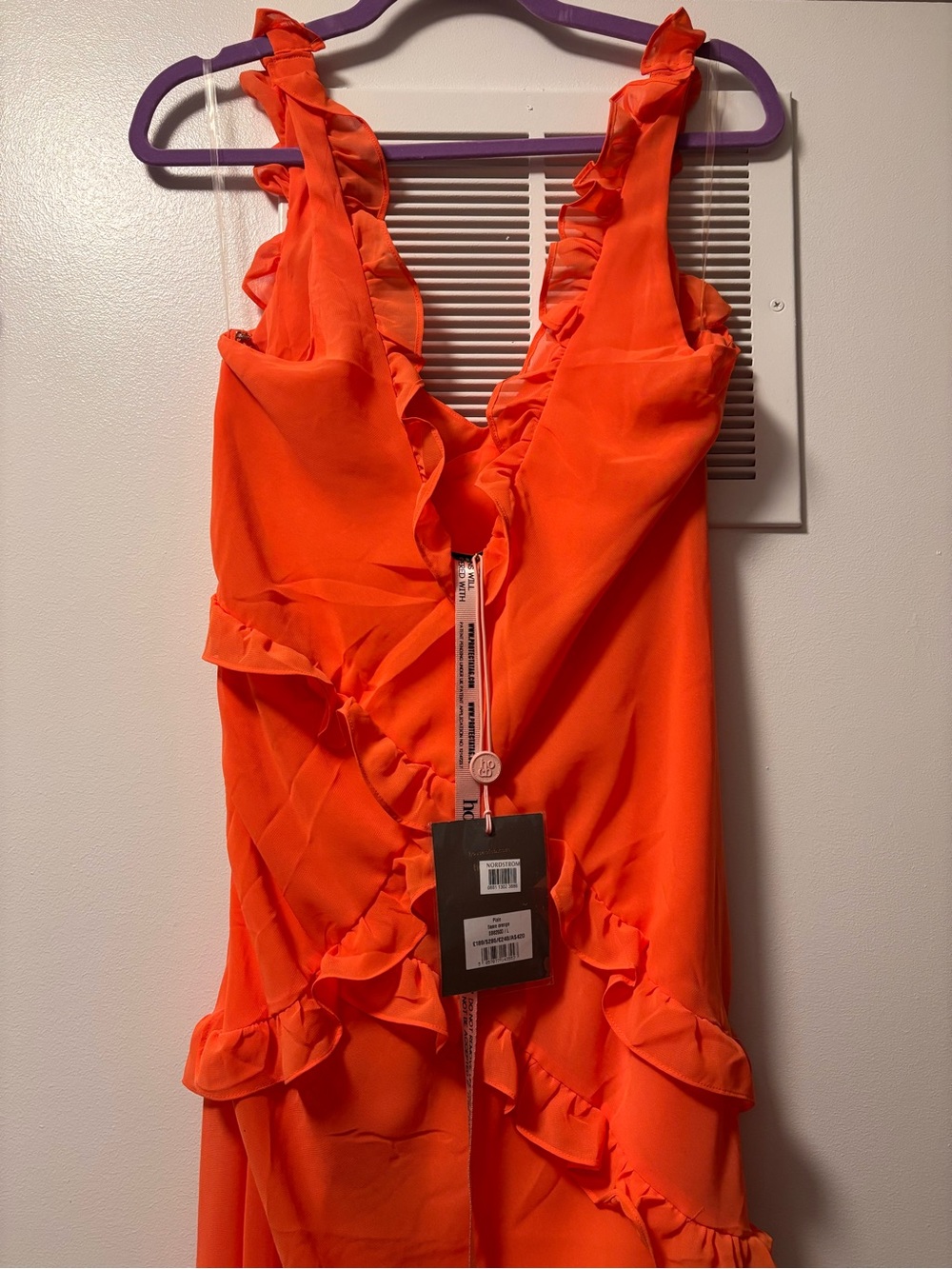 NWT House of CB Pixie Flame Orange Ruffle Maxi Dress L - Picture 9 of 14